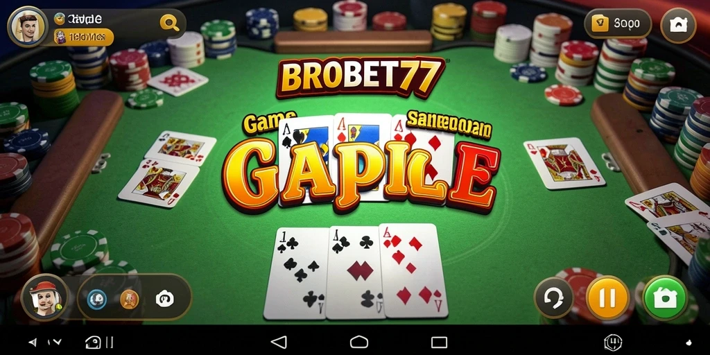 Screenshot gameplay Gaple dari aplikasi BROBET77 yang menarik.