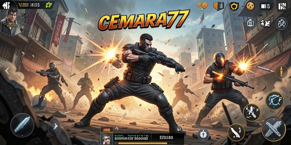 Screenshot CEMARA77 menunjukkan gameplay action yang seru dan mendebarkan.