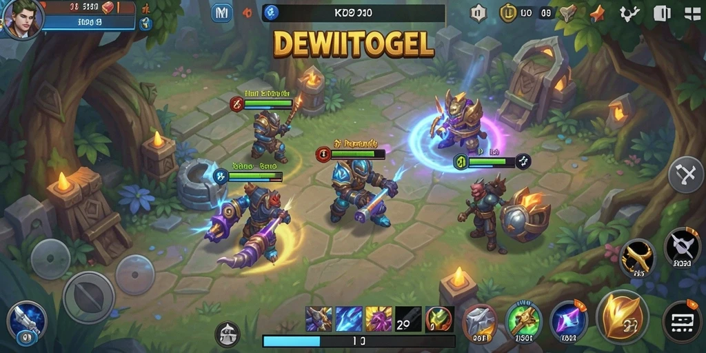 Tangkapan layar gameplay DEWITOGEL yang menunjukkan aksi pertempuran RPG.