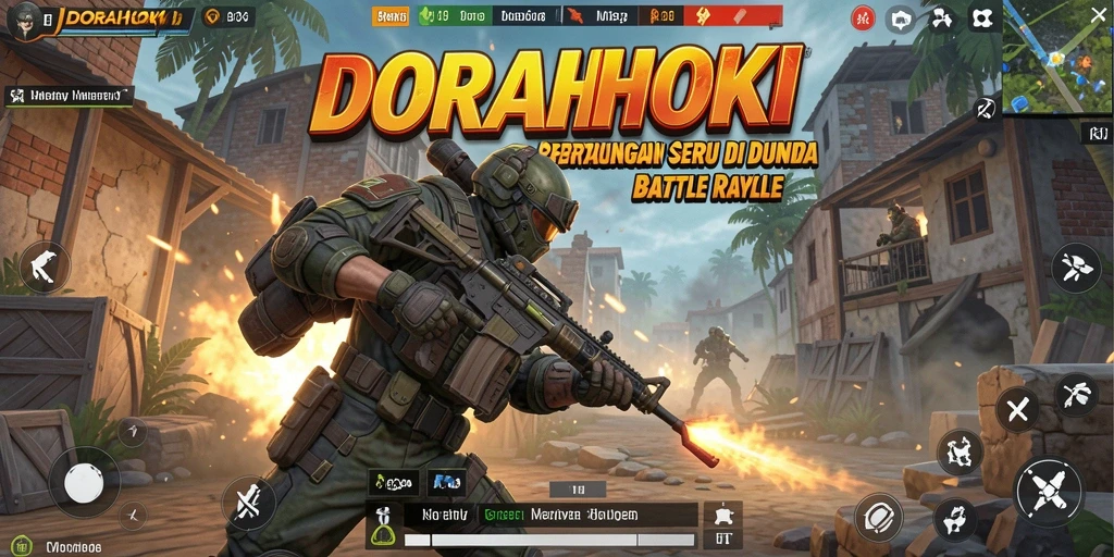 Tampilan seru gameplay DORAHOKI dengan duel bertempur di pulau.