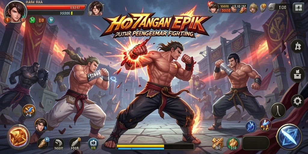 Gameplay HO777 menampilkan karakter bertarung dalam arena yang dinamis.