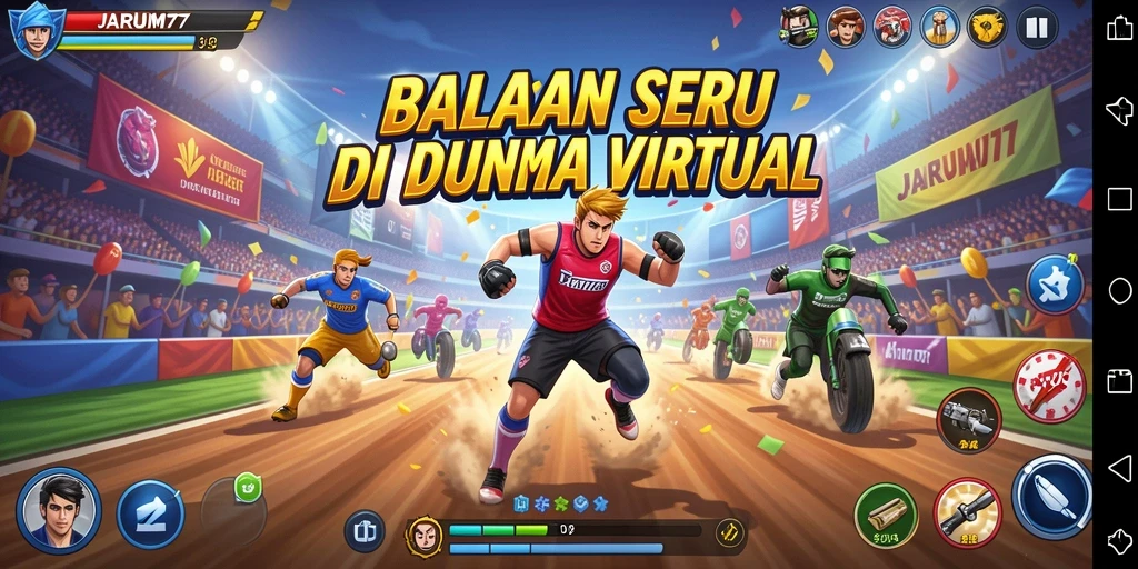 Menampilkan aksi balapan seru di lintasan penuh tantangan.