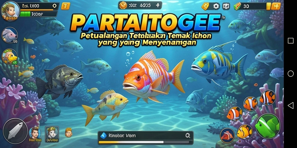Screenshot dari gameplay seru PARTAITOGEL menampilkan aksi menangkap ikan.