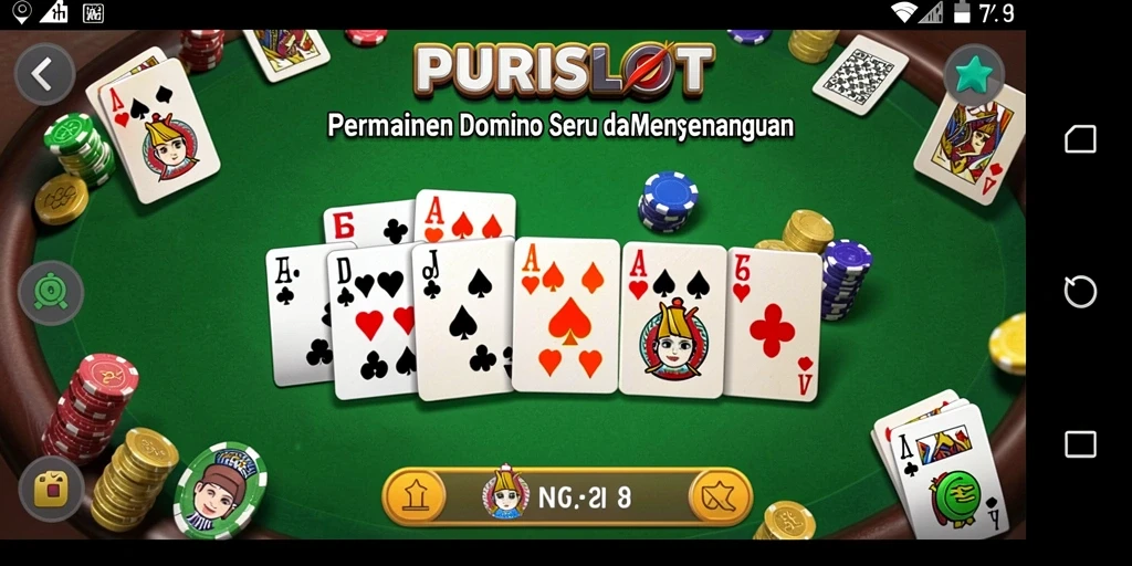 Screenshot gameplay PURISLOT menampilkan suasana pertandingan Domino yang seru.