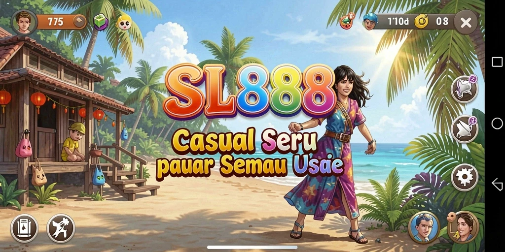 Screenshot utama SL888 menampilkan gameplay Casual yang seru dan penuh warna.
