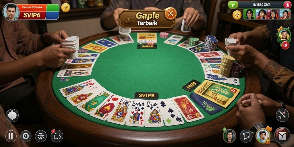 Tampilan gameplay seru dalam SVIP6 yang menampilkan keseruan bermain Gaple.