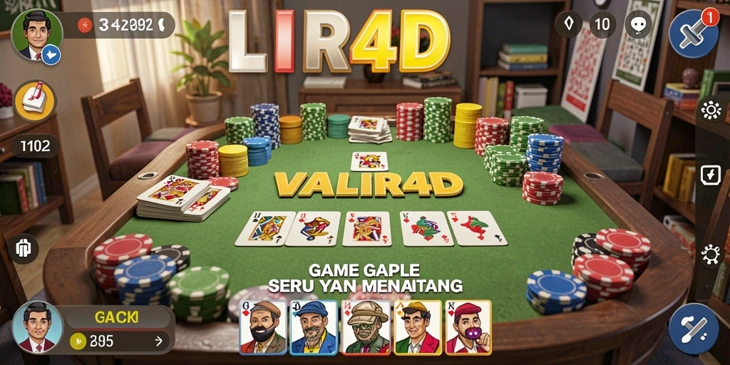 Screenshot utama VALIR4D menampilkan gameplay Gaple yang seru dan interaktif.
