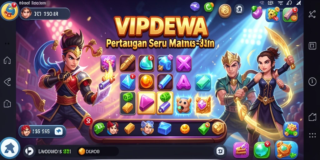 Screenshot dari gameplay seru VIPDEWA dengan tantangan Match-3.